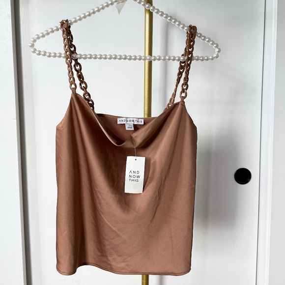And Now This Satin Chain Strap Cowl Neck Top (NWT) - Picture 1 of 7